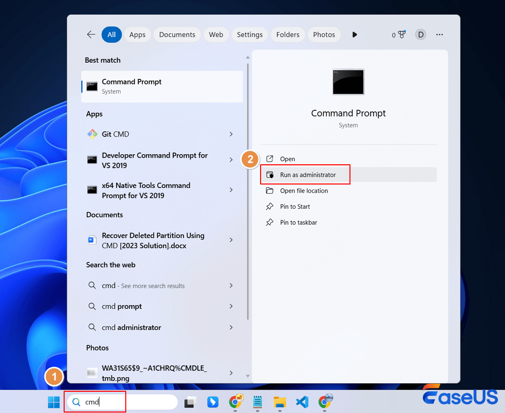 以管理員身分執行cmd