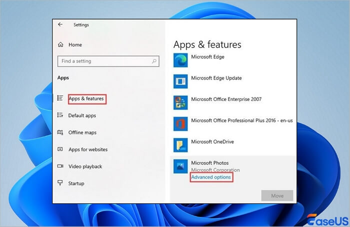select advanced options