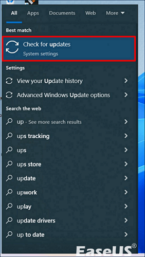 Sélectionner vérifier les mises à jour