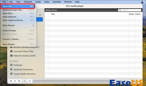 vlc mac'te dosyayı aç'ı seçin