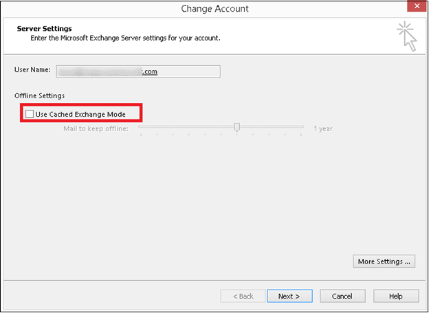desmarque a caixa de uso do modo de troca em cache