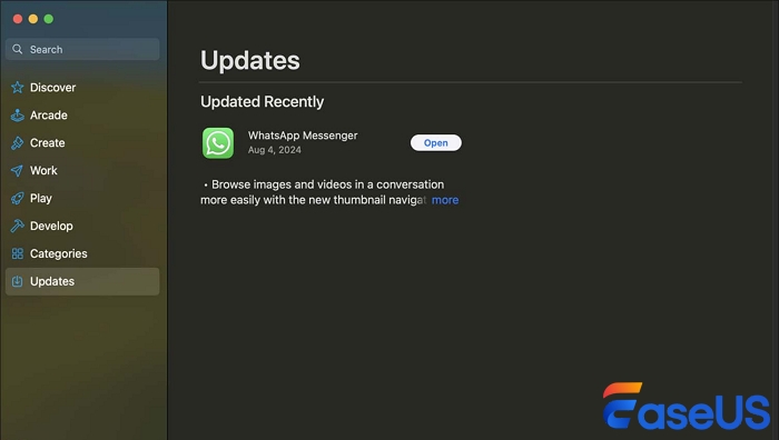 Abschnitt Updates öffnen