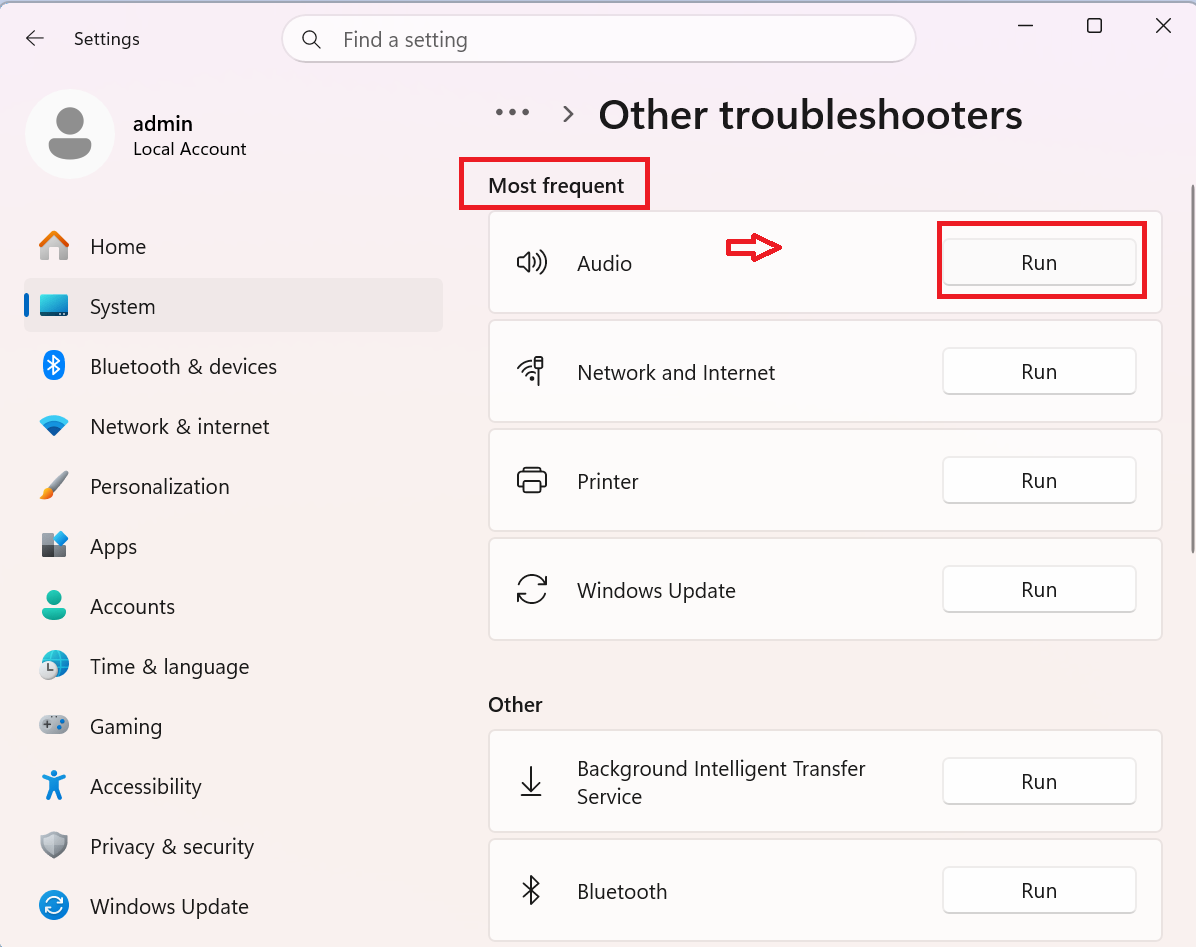 windows audio troubleshooter