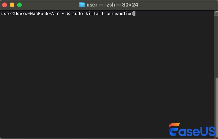 sudo killall coreaudiod