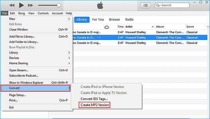 Convertissez le MP4 en MP3 sur Windows avec iTunes.