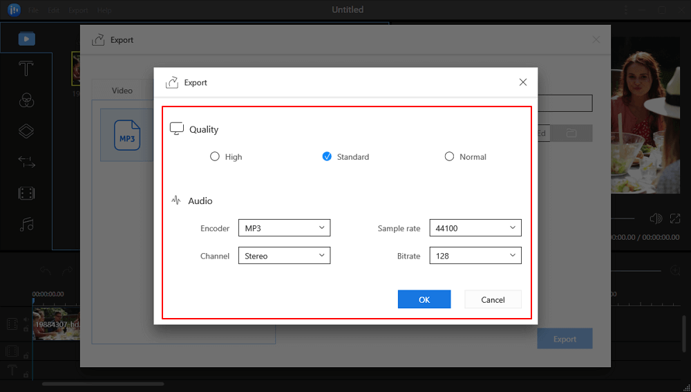 Exporter et convertir le fichier cible en audio