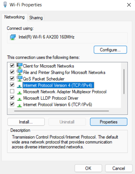 choose internet protocol version 4