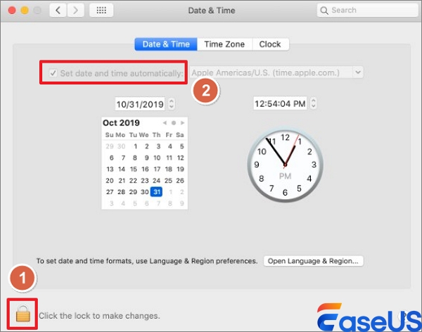 click padlock and then set the date