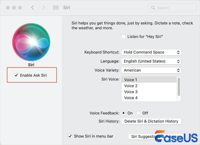 disable Siri on macOS Monterey