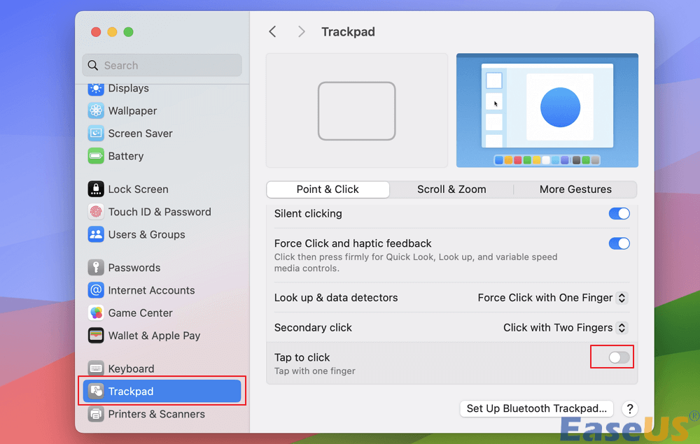 Disable Tap to click