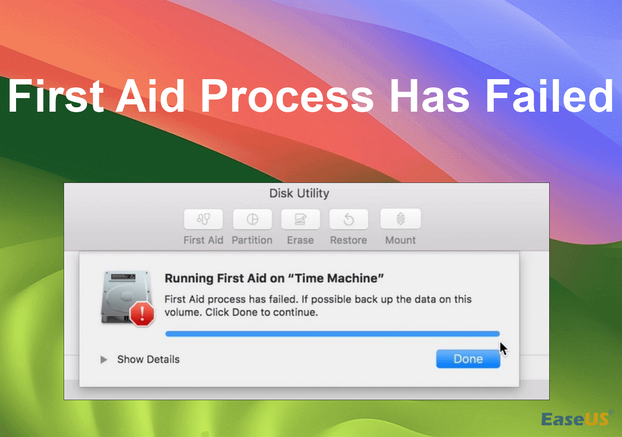 First Aid Process Has Failed in Disk Utility