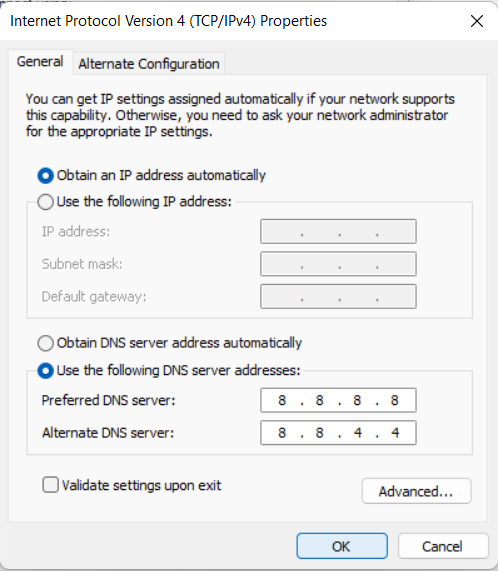 dns server addresses