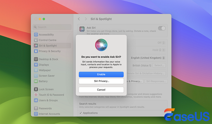 enable Siri on Mac