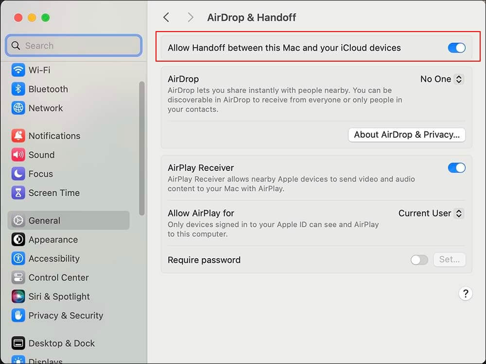enable universal clipboard