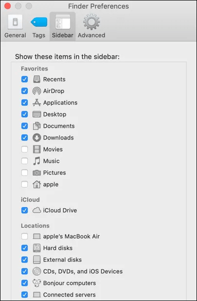 prederencias de la barra lateral del buscador