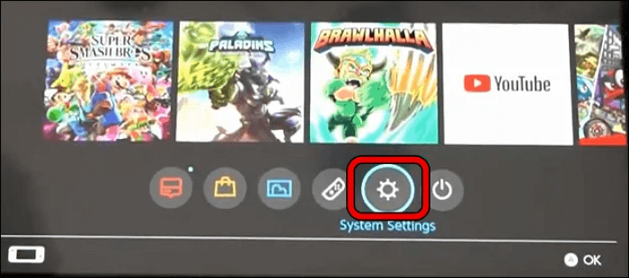 system settings on Nintendo Switch Console