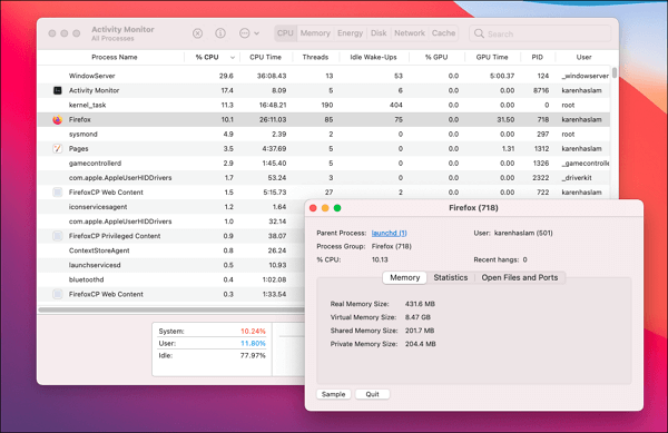 Activity Monitor aracılığıyla görevi sonlandır