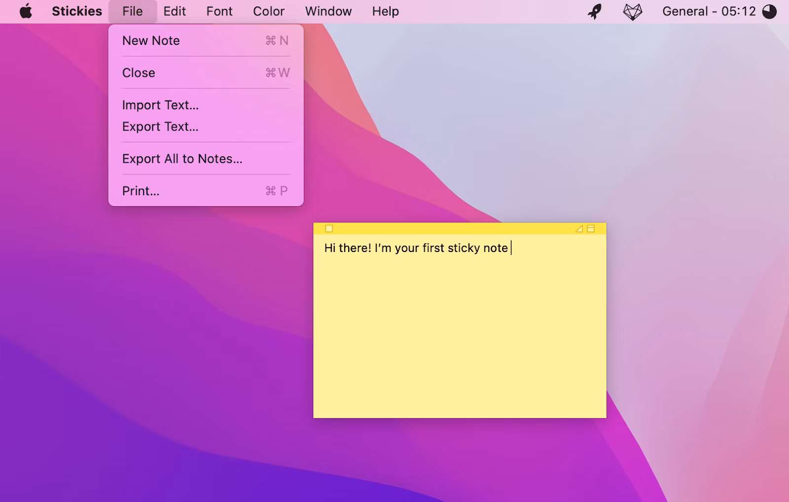choose File and select New Note