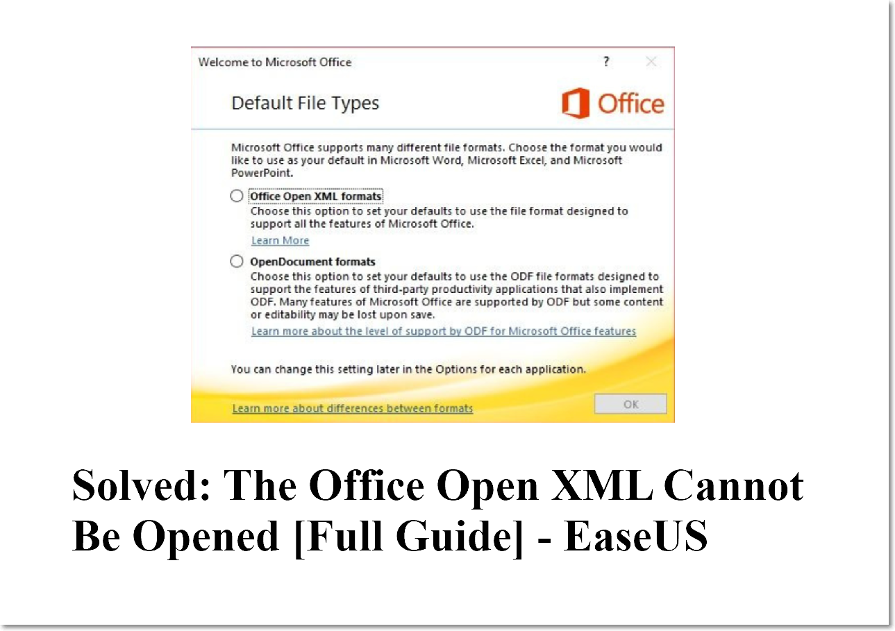 Solved: The Office Open XML Cannot Be Opened [Full Guide] - EaseUS