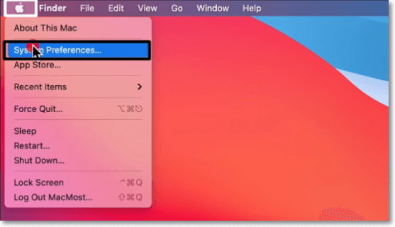 アップルメニューを開く