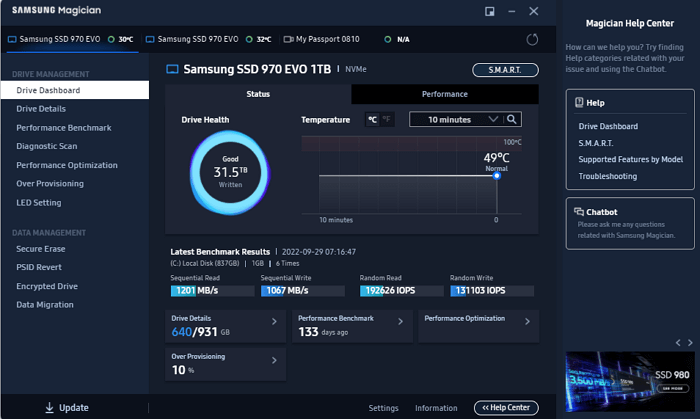 Test du SSD Samsung 970 Evo plus 