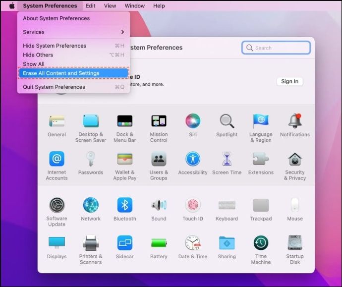  wählen Sie Alle Inhalte und Einstellungen löschen