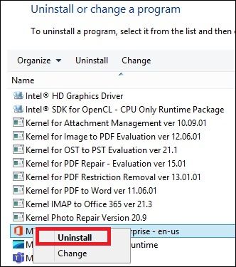 Selecione desinstalar