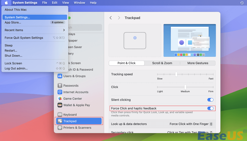 Force Click and haptic feedback
