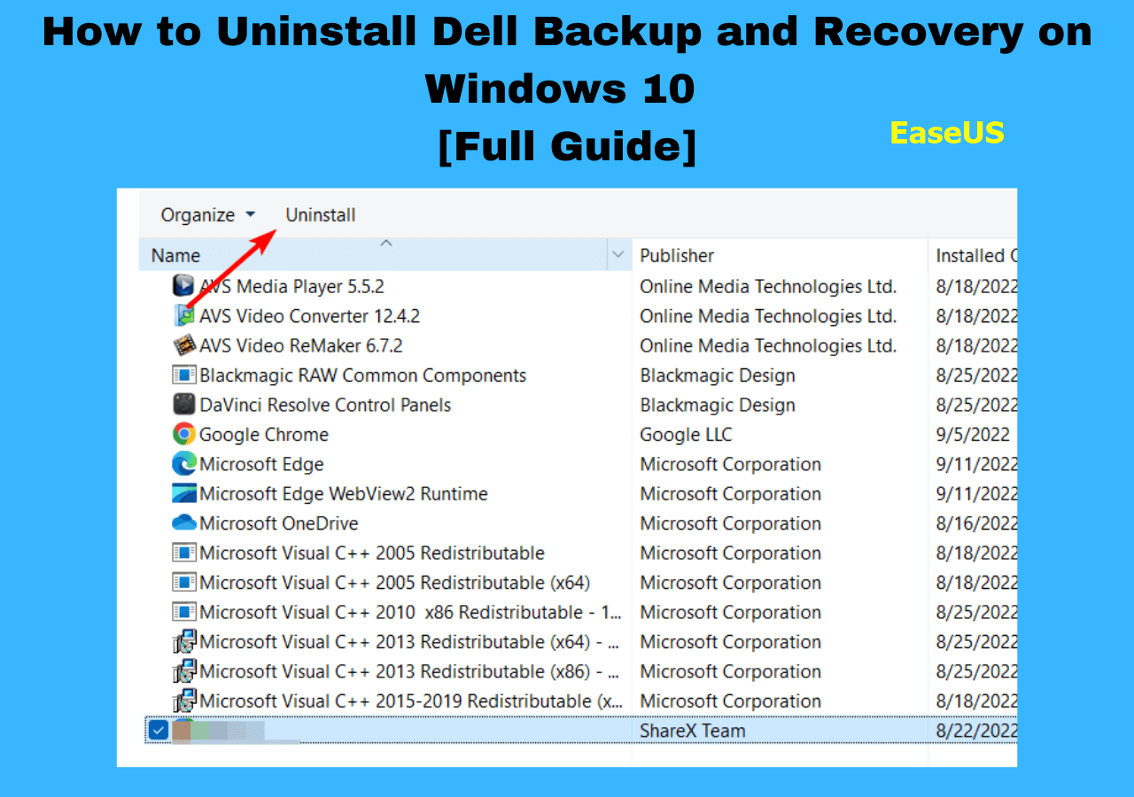 How to Uninstall Dell Backup and Recovery on Windows 10 EaseUS