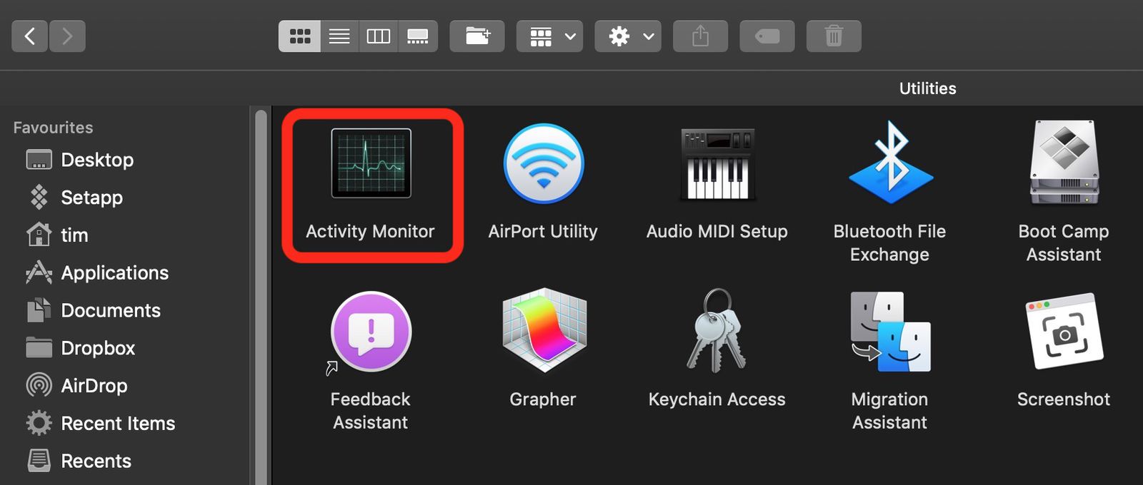 Activity Monitor on Mac/MacBook Air/iMac