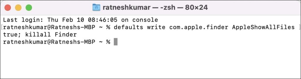 Kopieren Sie den Befehl und fügen Sie ihn ein