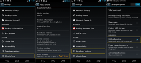 enable USB debugging on Android 4.2 or newer.
