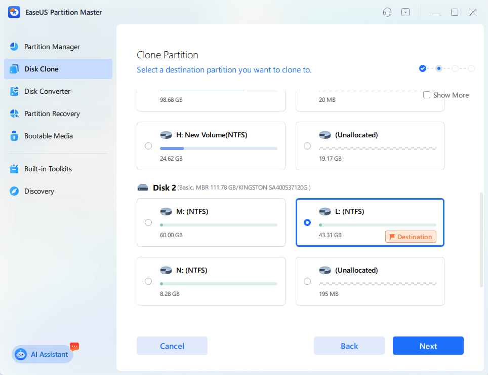 Confirm to start cloning