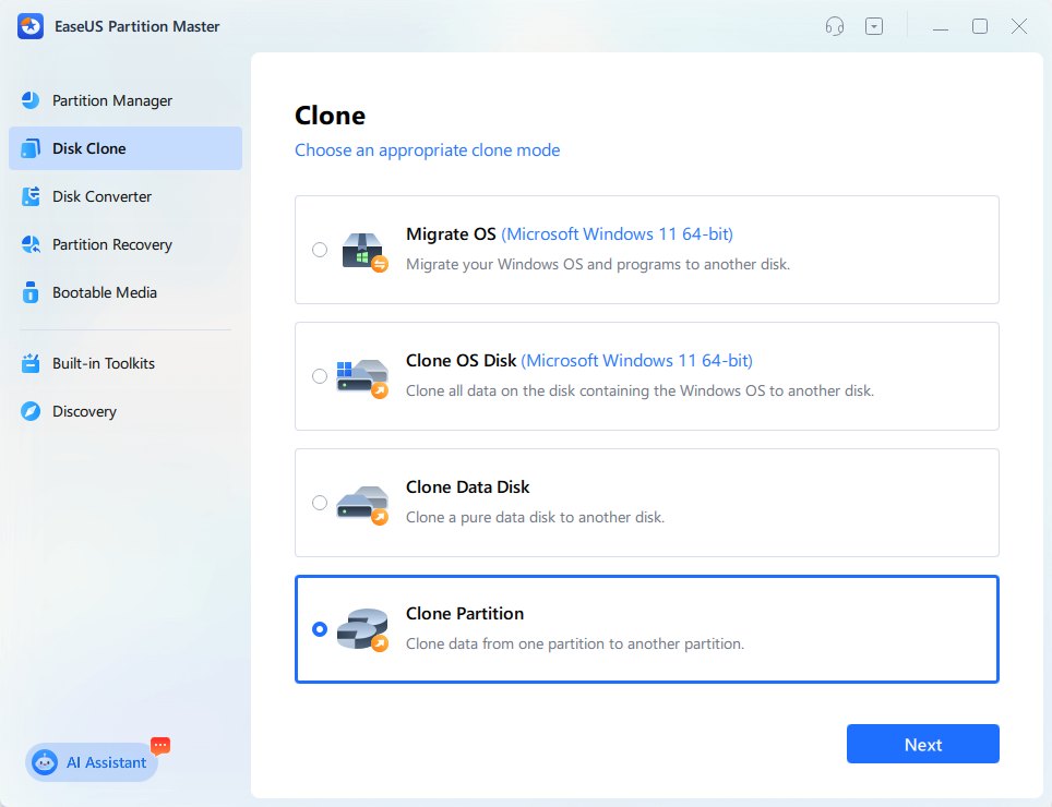 Select source disk partition