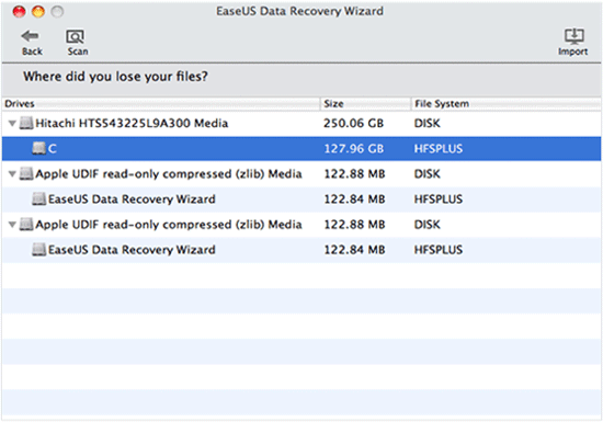 EaseUS Data Recovery Wizard - Scan Selected Drive