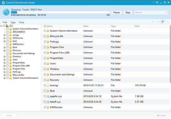 EaseUS Data Recovery Wizard - Select Files to Recover