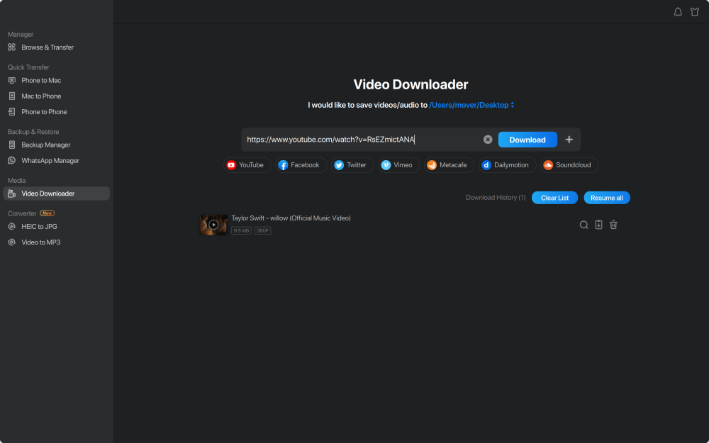 video downloader on Mac step3