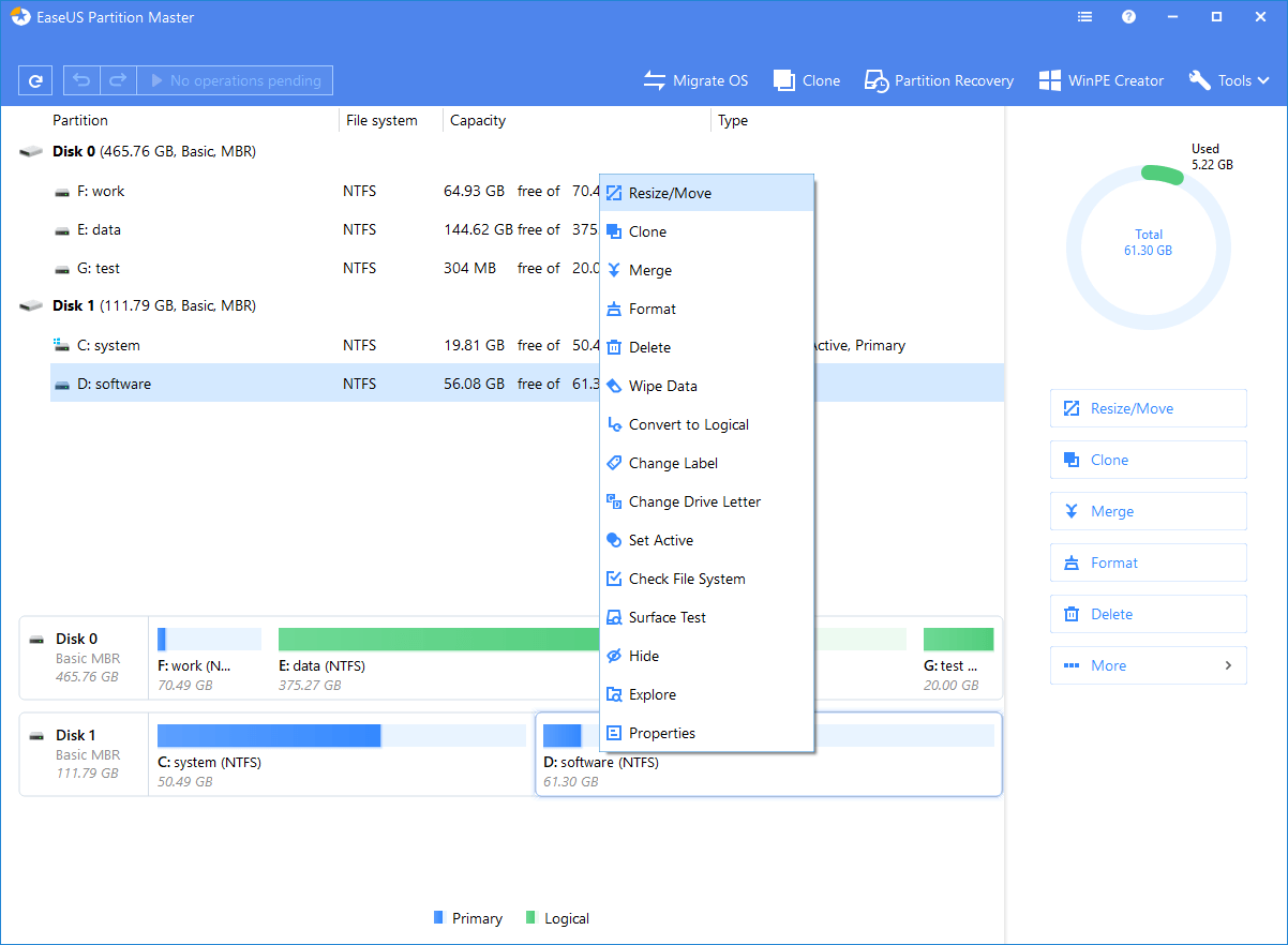 EaseUS Partition Master recuperación de discos